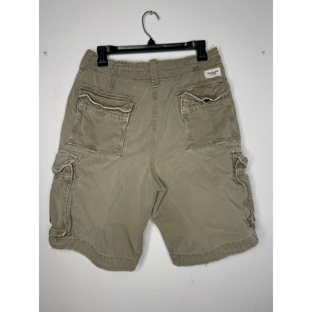 Mens Abercrombie & Fitch Cargo Shorts Sz 30 Olive Khaki Y2K Hiking Distressed - Picture 1 of 9